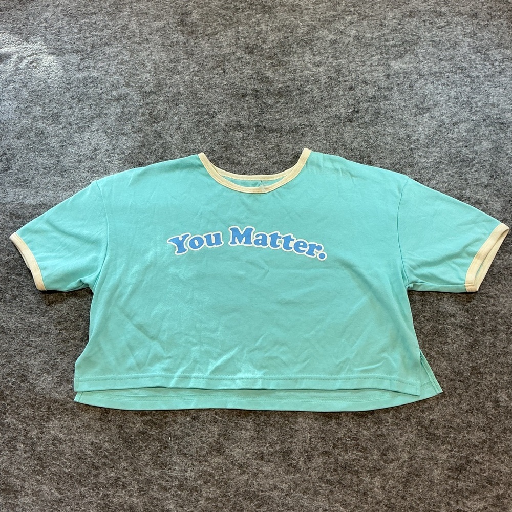 Your New Favorite Shirt You Matter Blue Ringer Cropped Tee